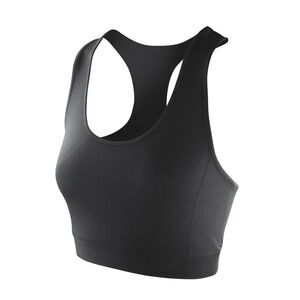 Spiro Womens/Ladies Impact Softex Plain Crop Top / Black